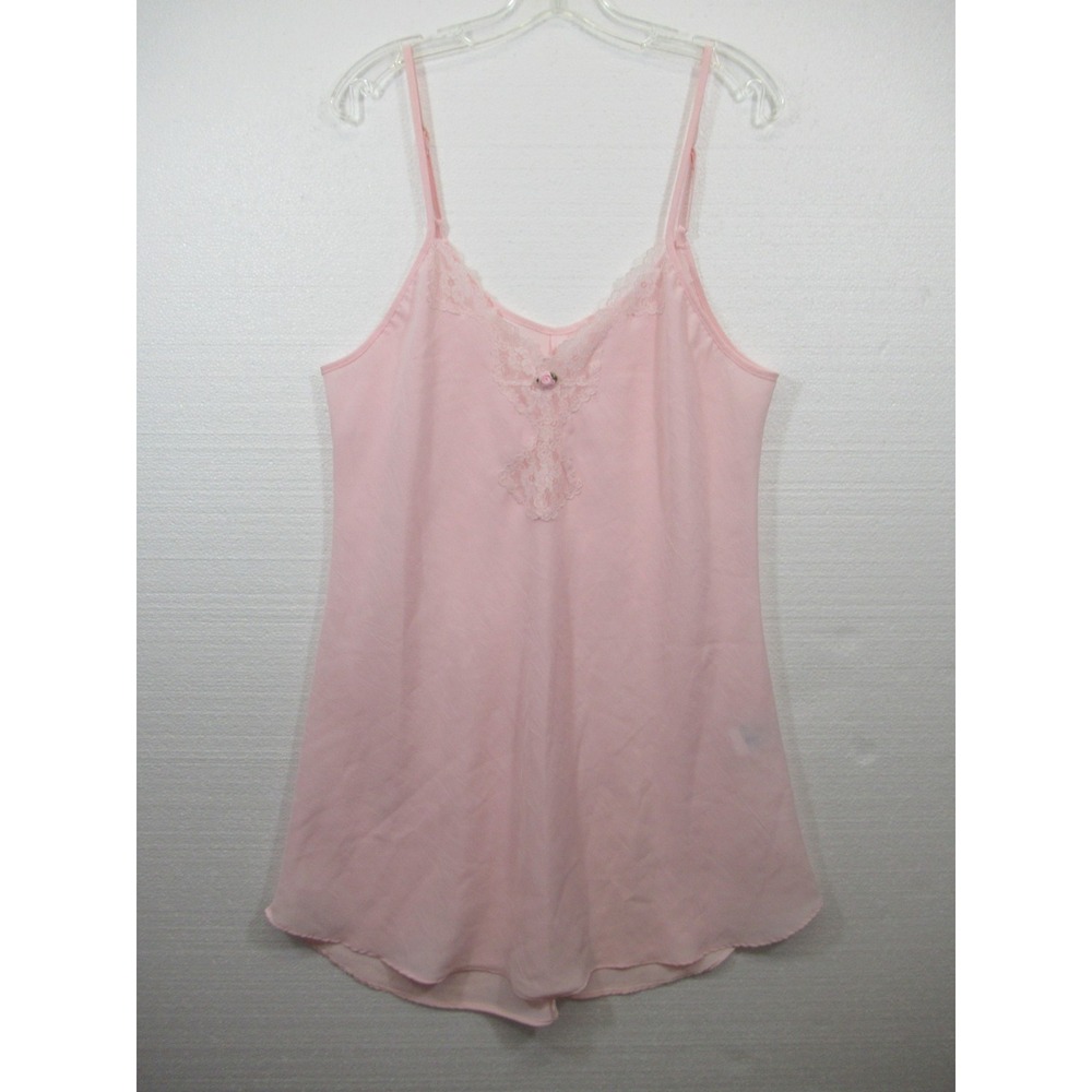 Vintage Colesce Couture Slip Chemise Women Large Pink Lace Trim Babydoll